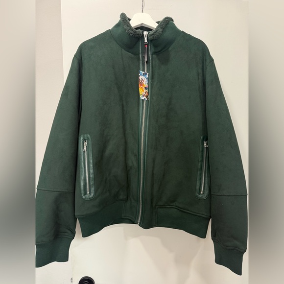 Robert Graham Vegan Suede Men’s Bomber Jacket Sz. XL Color Green New With Tags.